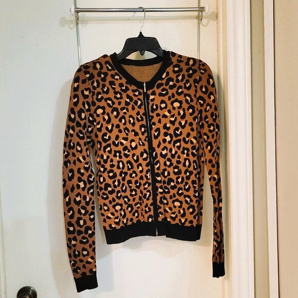 Sweaters - Brown Cheetah Print Cardigan